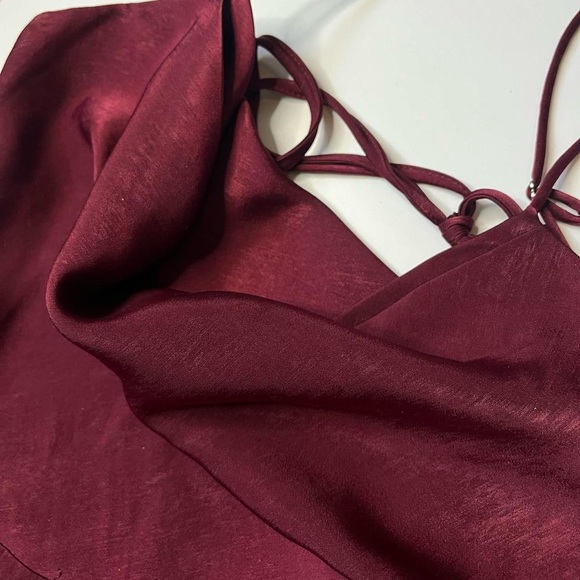 Wine red asymmetrical midi dress NWT S - Picture 6 of 6